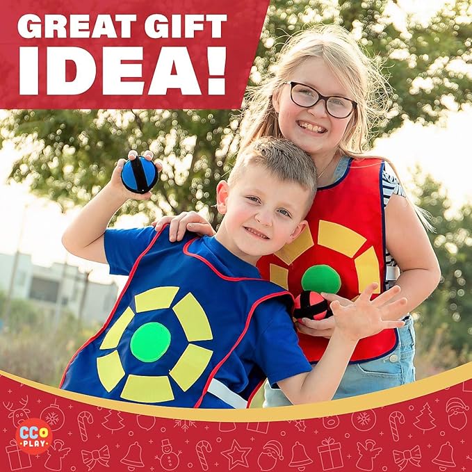 Ultimate Dodgeball Game for Kids | 4-Player Toy Set 4 Vests, 12 Dodge Balls, 1 Drawstring Bag | Fun Indoor and Outside Dodge Tag Game for Boys and Girls 6+ Years