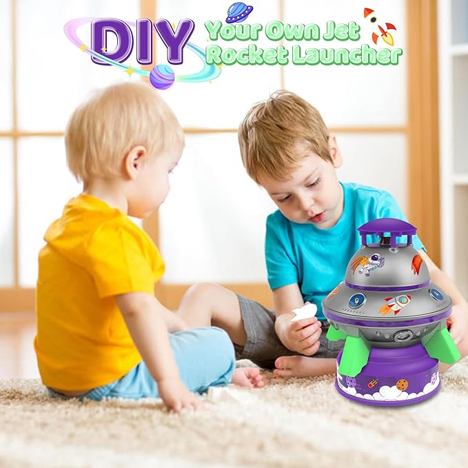 UFO Water Rocket Sprinkler for Kids Yard, LED Light-Up Summer Fun STEM Learning and Backyard Water Play Toy, Birthday Gift for Boys and Girls 3 6 9 12+ Year Old