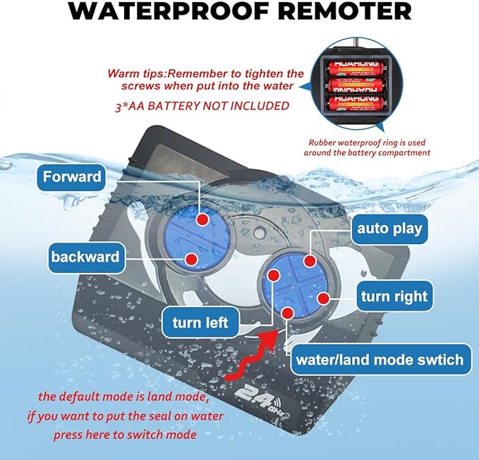 Pool Toys Amphibious Remote Control Seal on Land Water 2.4Ghz Rechargeable Battery Remote Control Shark for Robot Toys Pool for Kids 8-12 Years Old Boys Girls 8,9,10,Upgrade Version Blue