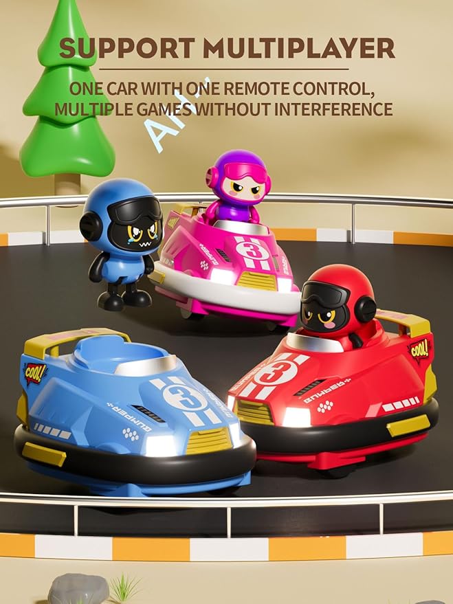 ATHLERIA 2pcs Toddler Remote Control Car Toys for Kids Age 3+,RC Bumper Car Race Vehicles,Two Player Competitive Games,Christmas Birthday Twin Gifts for 4 5 6 7 8+ Year Old Boys Girls Teens(Blue+Red)
