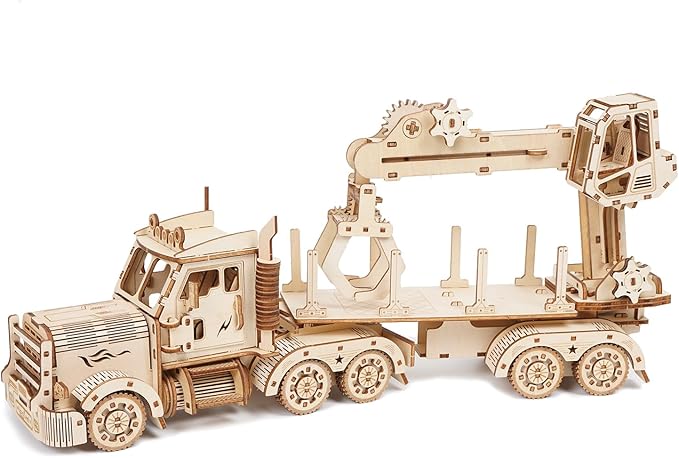3D Wooden Puzzle for Adults, Wooden Mechanical Truck Crane Puzzles, DIY Model Building Kit Handicraft Wood Craft Hobbies Toy, Birthday for Hobbyist Teens Family Women Men, 428 Pieces