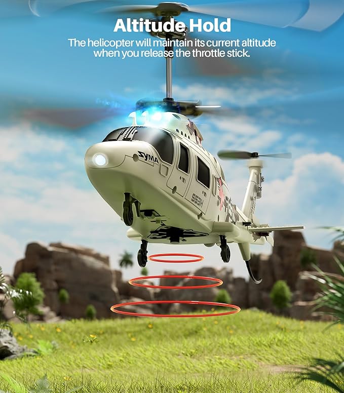 SYMA Remote Control Helicopter - S53H Rescue RC Helicopters with Upgraded Protection System, Lifelike Simulation, Easy to Fly, Educational Toy & Gift for Boys Girls Beginners