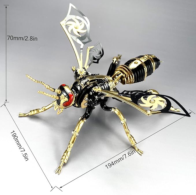 3D Metal Puzzles for Adults: The Northern Giant Hornet Model Kits, 3D Metal Puzzle Mechanical Wasp Building Blocks, Difficult DIY for Assembly, Birthday Gifts for Men