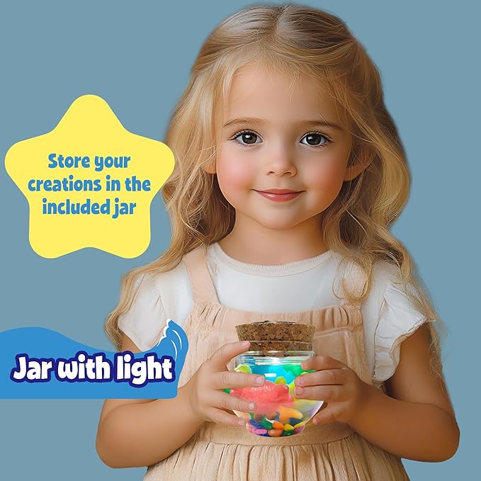 AGENTLAN Magic Water Elf Toy Kit，Aqua Fairy Squishy Making kit with 10 Water gels&8 molds,Magic Jelly elf,Glow in The Dark Water Pets Craft Kits,Sensory Toy Gift Ages 3 4 5 6 7 8 9