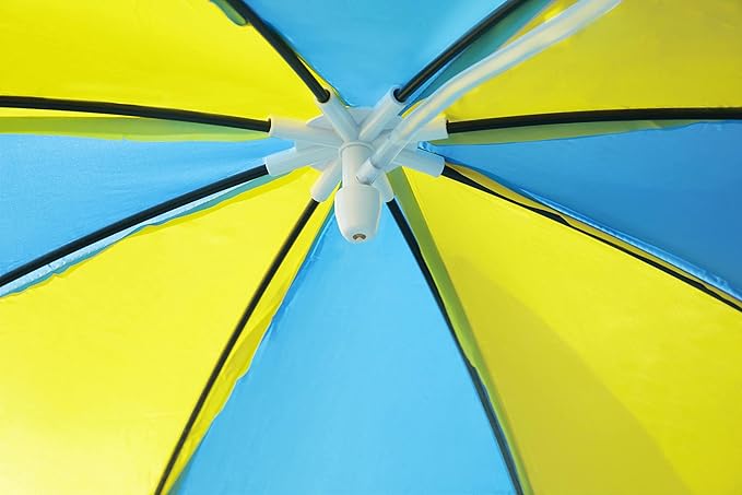 H2OGO! Kids Splash-in-Shade 8-Foot Round Steel Frame Above Ground Pool with Water Mister and Canopy Sunshade, Green Tropical Leaf Print