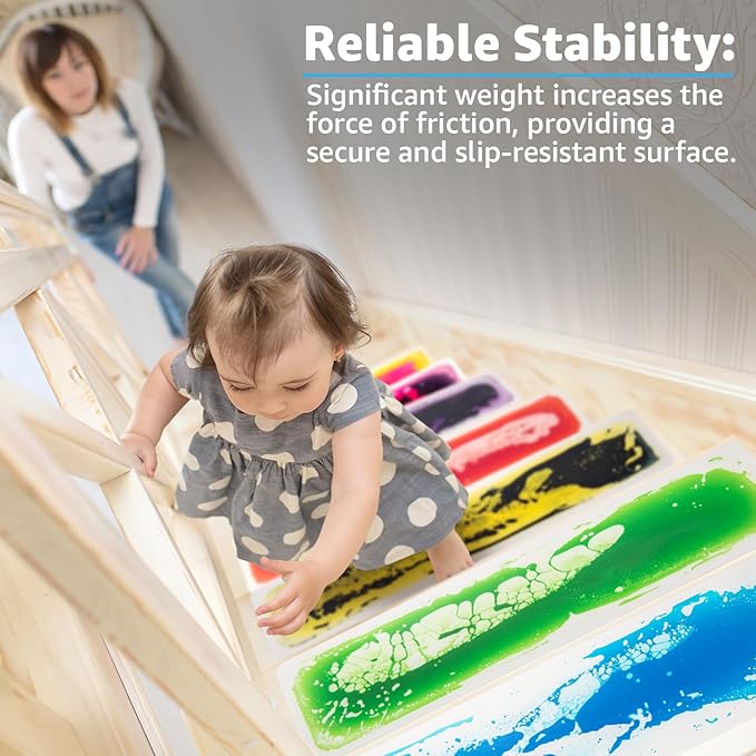 Art3d Liquid Sensory Floor Decorative Interlocking Tiles, Colorful Liquid Floor Tiles for Children, Liquid Fusion Activity Play Mat for Kids, 8"x30" Pack of 15