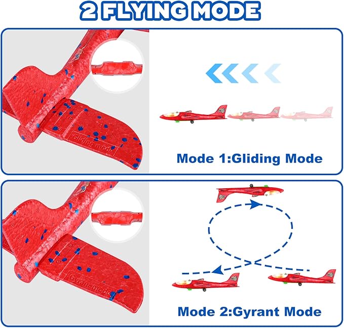 3 Pack Foam Airplane Launcher Toys, 12.6" Led Glider Catapult Plane Boy Toys, Easter Gifts for Kids, Outdoor Sport Flying Toys for Kids Birthday Gifts for 4 5 6 7 8 9 10 11 12 Year Old Boys Girls