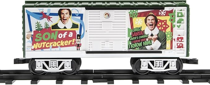 Lionel Battery-Operated Elf Toy Train Set with Locomotive, Train Cars, Track & Remote with Authentic Train Sounds, & Lights for Kids 4+