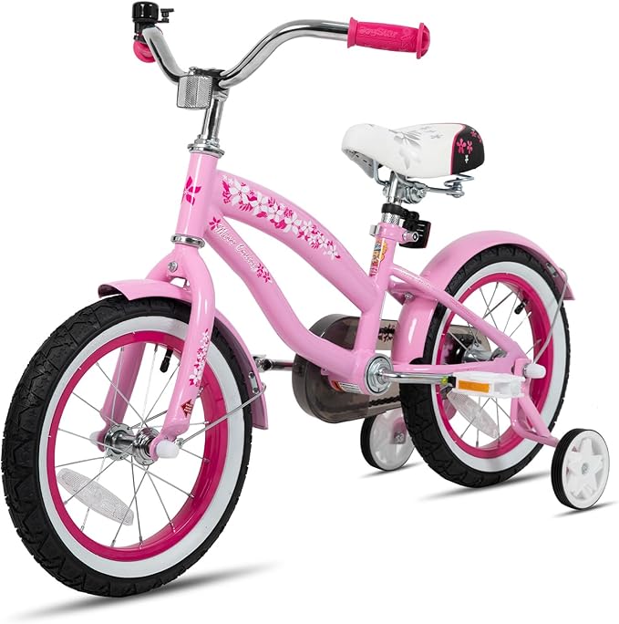 JOYSTAR 12 14 16 Inch Kids Cruiser Bike for Ages 2-7 Years Old Girls & Boys, Children's Bicycle with Training Wheels, Coaster Brake, Fenders & Adjustable Seat