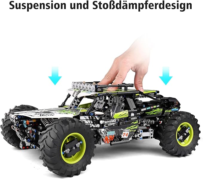 Mould King 18002 Off-Road Car Model, 1890 Pcs Building Block Climbing Vehicle with 5 Motor, Big RC Car Toy for Kids/Adult