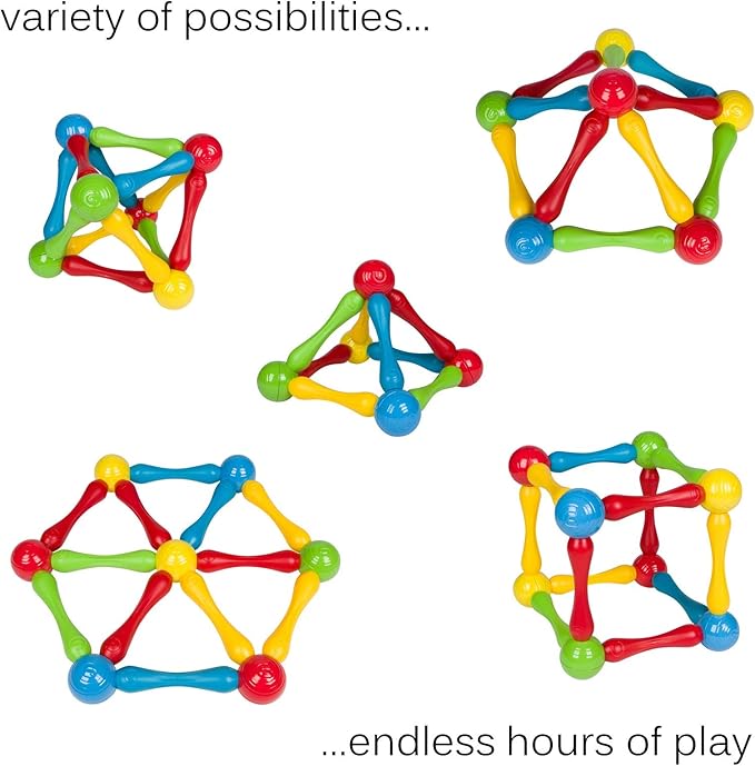 Goobi 20 Piece Construction Set Large Building Blocks Developmental Play Sticks STEM Learning Vibrant Colors Creativity Imagination 3D Puzzle Educational Toys for 1 Year Old Toddlers Preschool