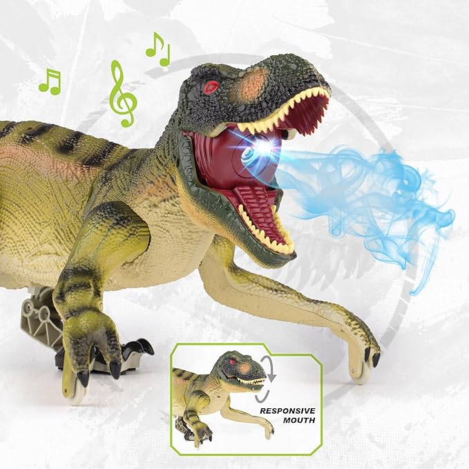 VERTOY Remote Control Dinosaur Toys for Kids 3 4-7 8-12 Year Old - Realistic T-Rex Gift for Boys, RC Walking Dino with Light, Roaring, Spray, Touch Sensing