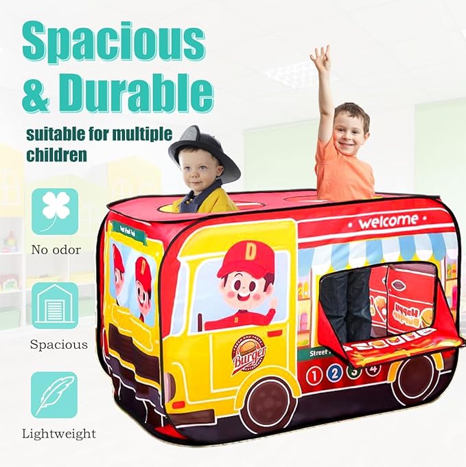 Pop Up Tent for Kids.Food Truck Play Tent.Large, Easy to Organize Lemonade Stand for Kids.Food Truck Toy.Birthday Gift for Girls & Boys.Can Be Played with by 2-3 Kids