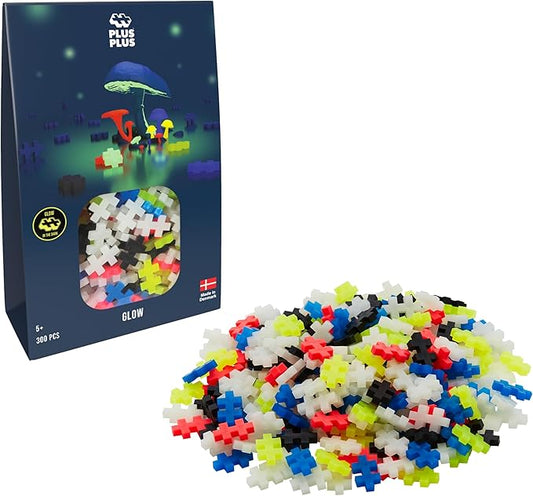 Plus-Plus - Glow Colour Mix - 300 Pieces - Building Blocks, Building, Developing Toys for Kids, STEM, STEAM, Produced in Denmark