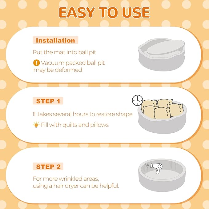 Baby Ball Pit 47.2" Soft Round Memory Foam Ball Pits NOT Included Balls Indoor Outdoor Playpen for Babies Toddlers Kids Great Gift for Girls Boys, Gray