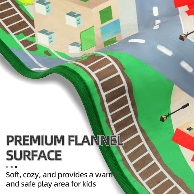 Large Kids Carpet Play Mat Rug for Playroom, 60'' x 84'’ Car Rugs Mat for Kids Toy Cars, City Life with Road Traffic Playmat Rugs Great for Kids Bedroom Play Room Boy Room Decor, Grey