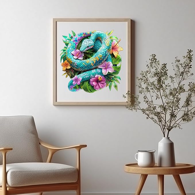 Snakes Wooden Puzzle for Adults, Animals Jigsaw Puzzles 500 Piece, Unique Shapes Family Reunion Puzzle for Adults and Kids, Beautiful Package, Best Gift for Family Friends Royal 16.9x16.9in