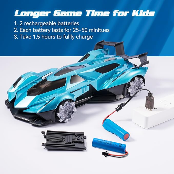 SASBSC Lambo Remote Control Car for Boys 4-7 8-12 Drift Rc Cars with 360° Rotation, Spray, Music & Lights 1:12 Rechargeable Rc Car Toys 10-12km/h Sport Race Toy Cars Gifts for Kids (Blue)