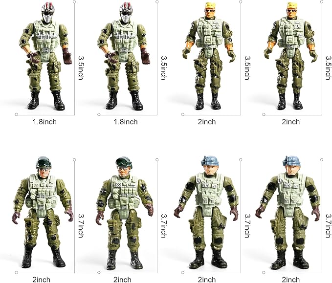 58-in-1 Army Men Toys for Boys 4-7 6-8 8-12, Military Truck/Helicopter/Kayak Boat/Motorcycle/ Army Men Action Figures/Weapon Gears, Army Toys for Boys Kids Birthday Gifts Party Favors