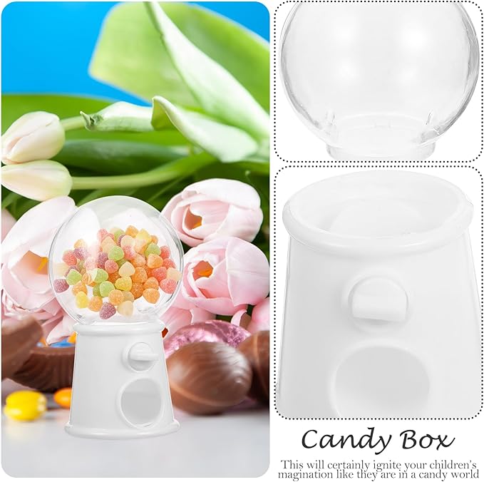 Garneck 48 Pcs Mini Machine Cute Gumball Machine Kids Party Toys Jelly Candy Arcade Game Machine Mini Candy Dispenser Valentine Candy for Snack Child Plastic Personality White, Whitex4pcs, 12RF23152R