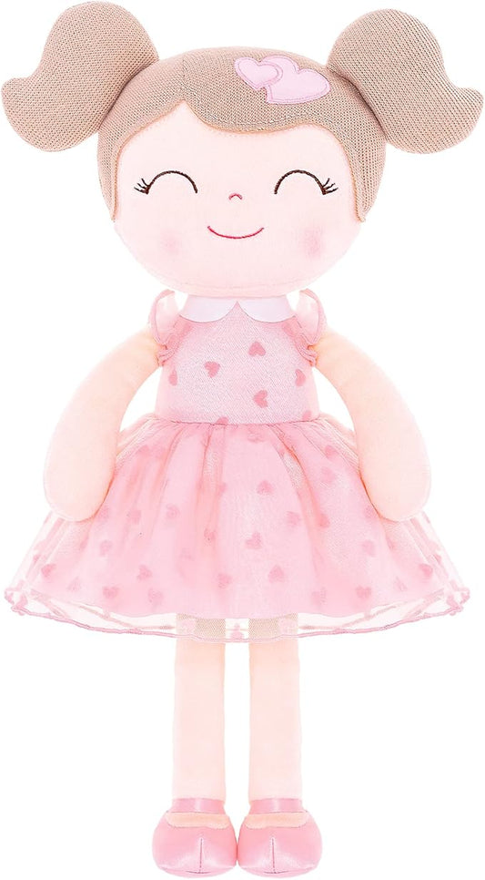 Gloveleya Baby Doll Valentines Day Gifts I Love You Gifts Soft Toy Plush Dolls Pink Flocking Heart Girl 16 Inches