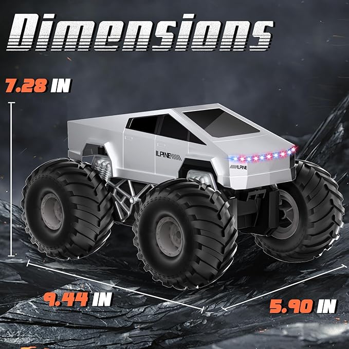 Remote Control Car, 1:16 RC Cars Scale All Terrain Electric Vehicle, LED Lights Car Toys Monster Trucks, Brithday Gift for Boys Girls & Adults