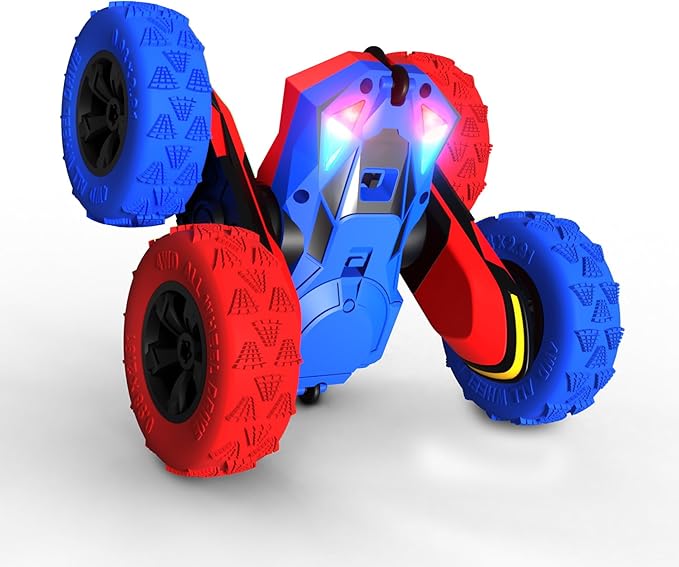 Threeking RC Stunt Car Remote Control Cars with Lights Double-Sided Driving Indoor Outdoor Toys Gifts Presents for 6 7 8 9 10 11 12 Year Old Kids Boys Girls