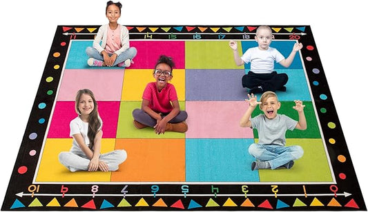 Booooom Jackson Classroom Carpet, Children's Classroom Rug 8'5"x6'5”Kid Rug with Non-Slip Backing,Children's Classroom Educational Seating Carpet Elementary