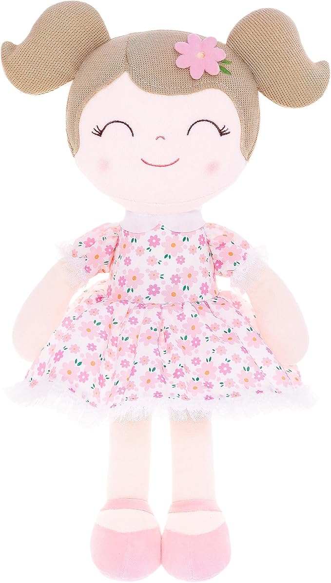 Gloveleya Baby Girl Gift First Baby Doll Plush Doll Print Sunflowers 15.5" with Gift Box