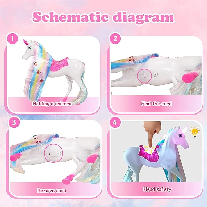 BETTINA Magical Lights Unicom and Princess Doll, Horse Toys Playset, Unicorn Toys Princess Gifts for 3 to 7 Year Olds Girls Kids