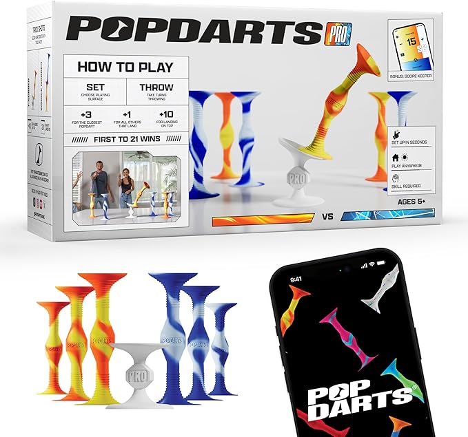 Popdarts PRO Pack Game Set (Fire & Ice) - Indoor, Outdoor Suction Cup Throwing Game - Competition with a POP