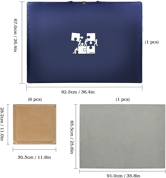 Lavievert 1500 Piece Jigsaw Puzzle Board with Padded Cover, Portable Case with 6 Sorting Trays & Detachable Board, Puzzle Caddy Storage Saver with Non-Slip Surface for Adults and Kids