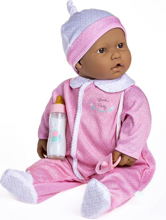 JC Toys La Baby Hispanic 20-inch Small Soft Body Baby Doll La Baby | Washable |Removable Pink and White w/Hat, Pacifier & Magic Bottle | for Children 12 Months +