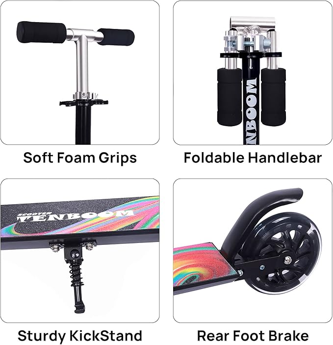 TENBOOM Scooter Toys for Kids Ages 6-12/3-5, Christmas Birthday Gifts for Girls Boys, Easy Folding Kids Scooter with 3 Levels Adjustable Handlebar