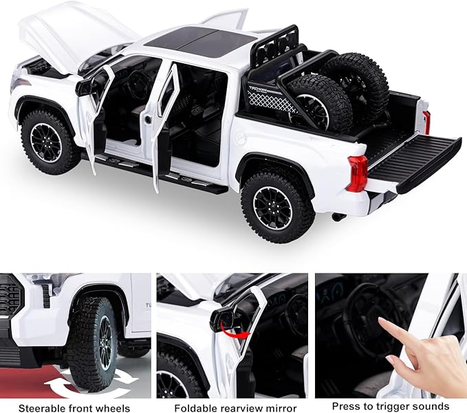 SASBSC Tundra Truck Toys for 3 4 5 6 7 Year Old Boys Off-Road Pickup Toy Trucks for Boys Age 3-5 Diecast Metal Big Trucks with Light and Sound Pull Back Model Cars Birthday Gift for Kids