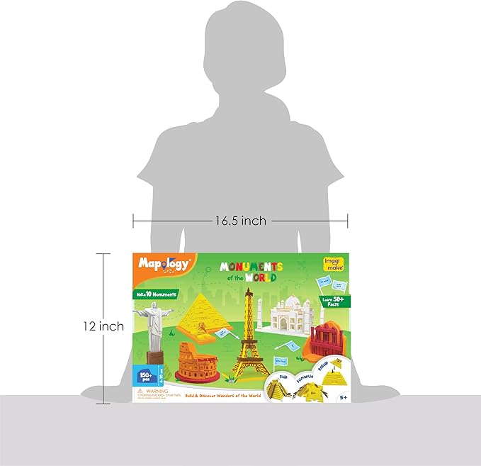 Imagimake Mapology Monuments of World | 3D Puzzles for Kids Ages 4-10 | Learning & Educational Toys | Christmas Geography Gifts