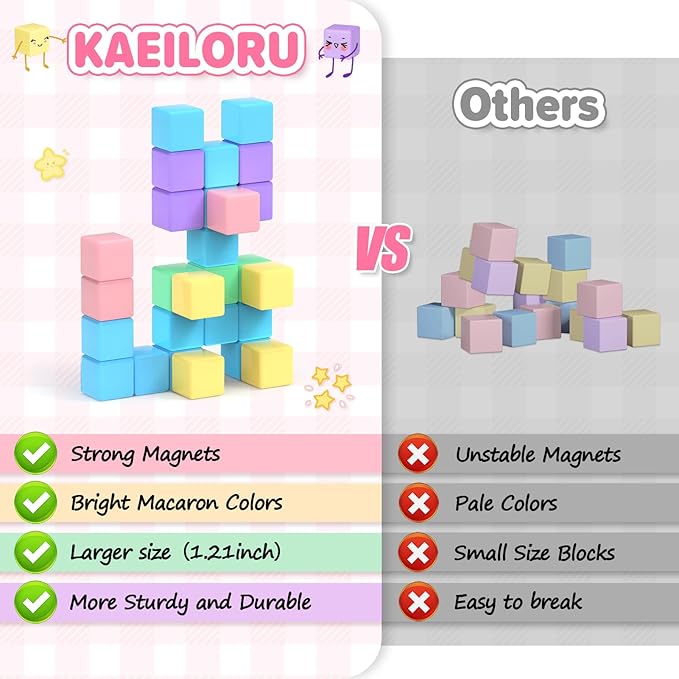 Magnetic Blocks - 35PCS Magnetic Building Blocks for Toddlers 1-3 STEM Magnet Cubes for Kids Ages 2-4, Classroom Must Haves Magnet Toys for Kids Ages 3-5, Christmas Birthday Gifts for Girls & Boys