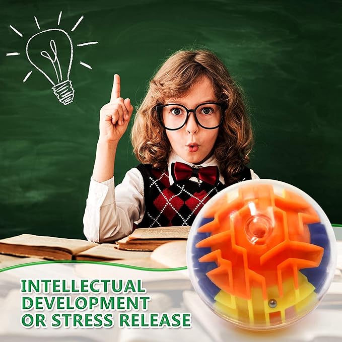12 Pieces Maze Ball 3D Maze Puzzle Brain Teasers Games,Mini Gravity 3D Maze Ball Hard Challenges Game Lover,Training Labyrinth Toys Gifts for Students Teens Adults, Kids Educational Toy
