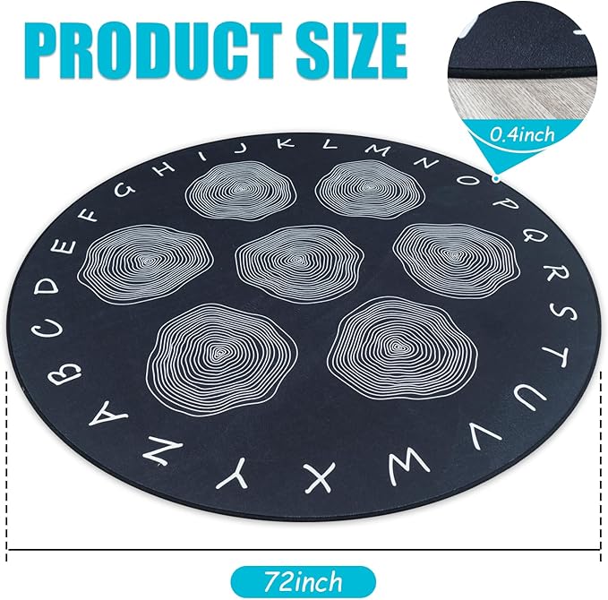 Large Classroom Rugs, ABC Alphabet Educational Area Rug for Kids,6ft Non-Slip Circle Abstract Carpet for Girls and Boys Bedroom,Carpet for Elementary Classroom,Play Rug 7 Seats,Nursery Rugs Washable