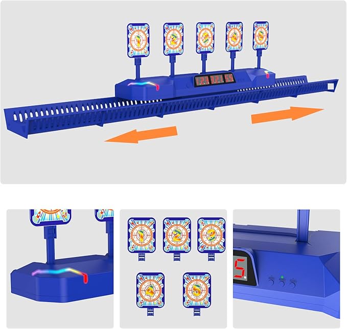 Fibevon Target for Nerf Guns, Electric Scoring Auto Reset Shooting Digital Running Targets, Moving Target for Nerf, Ideal Gift Toy for Kids, Teens, Boys & Girls Aged 5 6 7 8 9 10 11 12 13