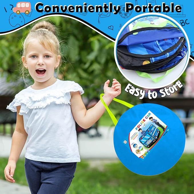 Pop up Play Tent for Kids Aged 1-3 Years Old Boys and Girls : Police Car Playhouse Toy Play Tents for Toddlers 3-5 Kids Tent Indoor Outdoor Playhouse Toys for 1 + Year Old, Police Car