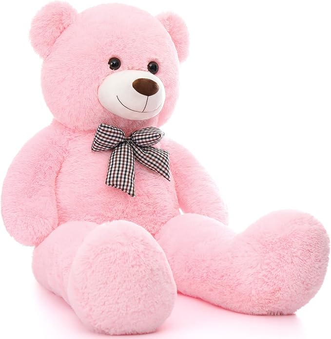 MorisMos Bow Tie Giant Teddy Bear, 39inch Large Teddy Bear Plush, Soft Big Bears for Girls Girlfriend, Pink