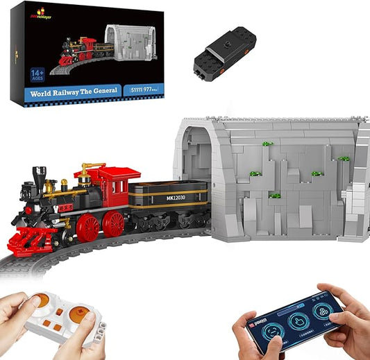 JMBricklayer Train Building Set, RC City Train Building Toy with Train Tracks and Tunnel, 51111 Steam Locomotive Model Kit for Play Display or Collection, Gift for Kids Boys Girls Adults