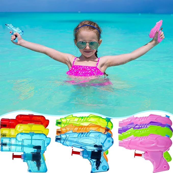 Threan 100 Pack Water Gun for Kids Mini Water Gun Toy Colors Water Squirter Plastic Squirt Pistol Small Fun Water for Adults Teens Summer Pool Beach Water Party Favor Outdoor Game Bath Birthday (Cool)