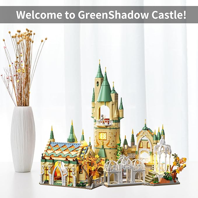 Magic Medieval Castle Architecture Building Block Sets with LED Lights Creative Ideals Gifts for 8+ Boys Girls Adults (1555PCS)