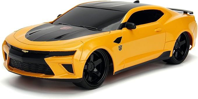 JADA Toys Transformers The Last Knight Bumblebee 2016 Chevy Camaro RC Car, 1:16 Scale Remote Control Vehicle, Yellow & Black (30332)