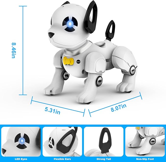 Remote Control Robot Dog Toy, RC Dog Programmable Smart Interactive Robotic Pets, RC Stunt Robot Toys Deg Imitates Animals Music Dancing Handstand Push-up Follow Functions for Boys Girls Toy