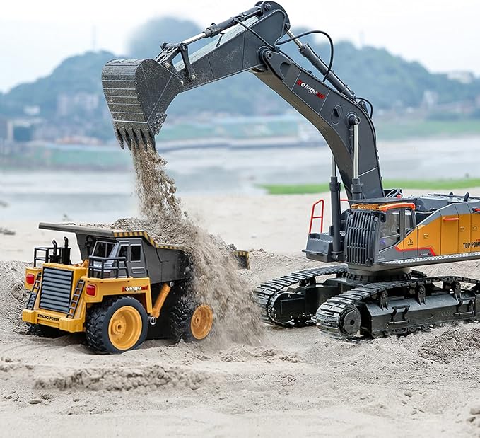 kolegend 22 Channel RC Excavator Metal Shovel Independent Arms 1/14 Scale, Professional Remote Control Construction Vehicles, Boy Toys Best Gift for 8+ Years Old Boys Adults
