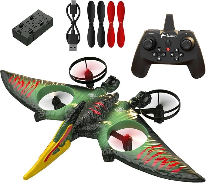 jaming Pterodactyl Dinosaur Toys Drone for Kids,Dragon Remote Control Airplane,Flying Toys Birthday Gifts for 8-12 Year Old Boys,RC Plane for Kids 8-12 (Green)