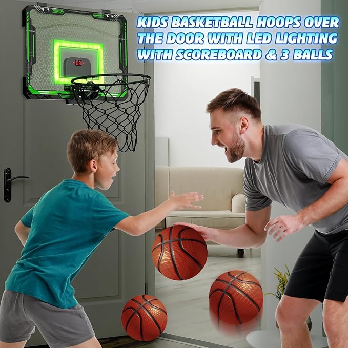 GMAOPHY Mini Basketball Hoop with Electronic Scoreboard Over The Door, Basketball Hoop Indoor for 5 6 7 8 9 10+ Year Old Boys Kids, Birthday Gift Sport Toys